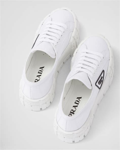 White Double Wheel Nylon Gabardine Sneakers 